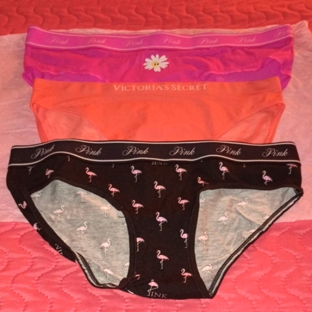 Victoria's Secret Pink and Orange Flamingo Panty Set